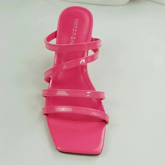 Marc Fisher Square Toe Slip On Pink Patent Leather Octagon Heel Strappy Pumps - Picture 5 of 12